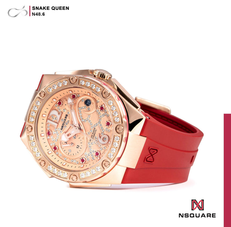 NSQUARE Snake Queen Automatic 39mm N48.6 Rose Gold Red - Watches.com - N48.6