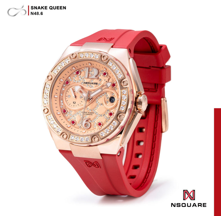 NSQUARE Snake Queen Automatic 39mm N48.6 Rose Gold Red - Watches.com - N48.6