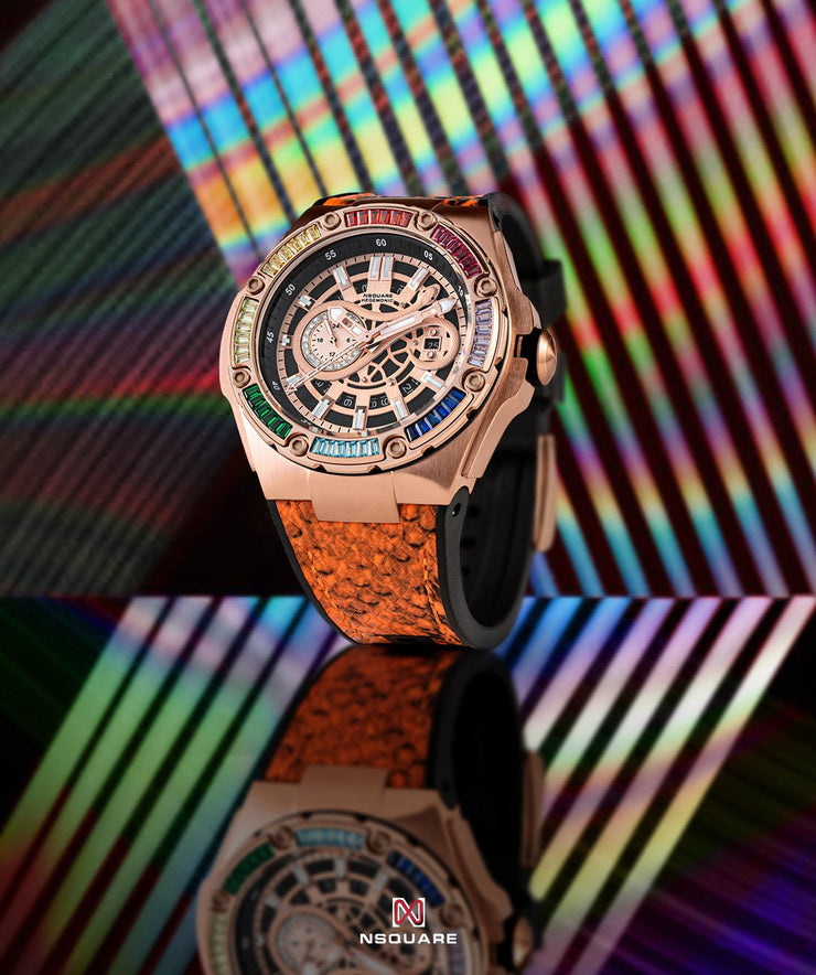 NSQUARE Snake Special Edition N51.9 Rainbow Rose Gold - Watches.com - N51.9 - Orange