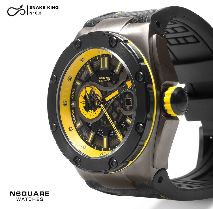 NSQUARE SnakeKing Automatic 46mm N10.3 Tour Yellow Black - Watches.com - N10.3 - BLACK