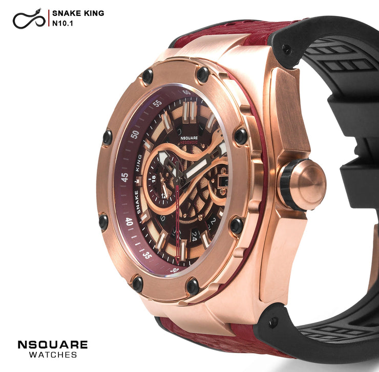 NSQUARE SnakeKing Automatic N10.1 RG Night Maroon - Watches.com - N10.1 - LEATHER - RUBBER