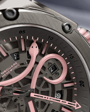 NSQUARE SnakeKing Automatic N10.12 Gray/Pink - Watches.com - N10.12 - PINK - LEATHER - RUBBER