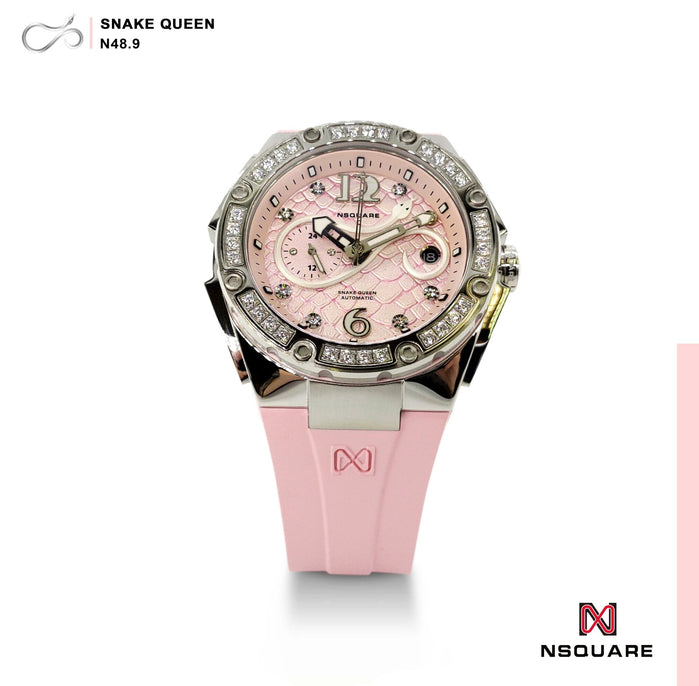 NSQUARE SnakeQueen Automatic 39mm N48.9 Pure Pink angled shot picture