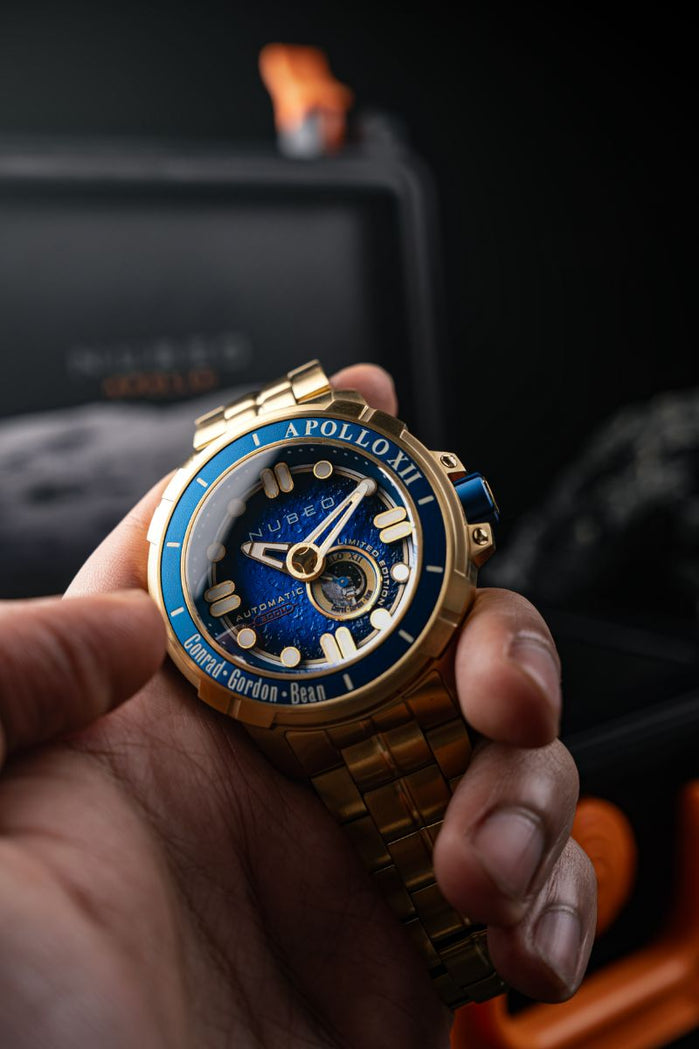 Nubeo Apollo 55th Automatic Limited Edition Medallion Gold angled shot picture