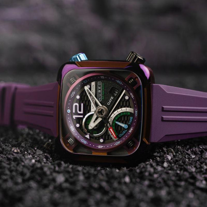 Nubeo Ecliptic Retrograde Dual Time Limited Edition Dark Violet angled shot picture