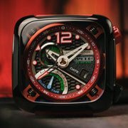 Nubeo Ecliptic Retrograde Dual Time Limited Edition Hazard Red - Watches.com - NB - 6096 - 04