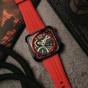 Nubeo Ecliptic Retrograde Dual Time Limited Edition Hazard Red - Watches.com - NB - 6096 - 04