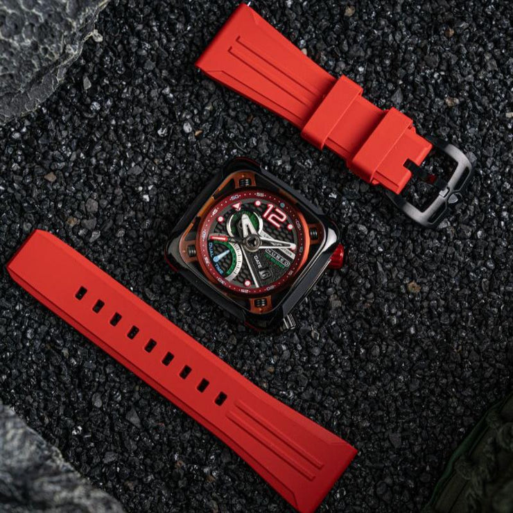 Nubeo Ecliptic Retrograde Dual Time Limited Edition Hazard Red - Watches.com - NB - 6096 - 04