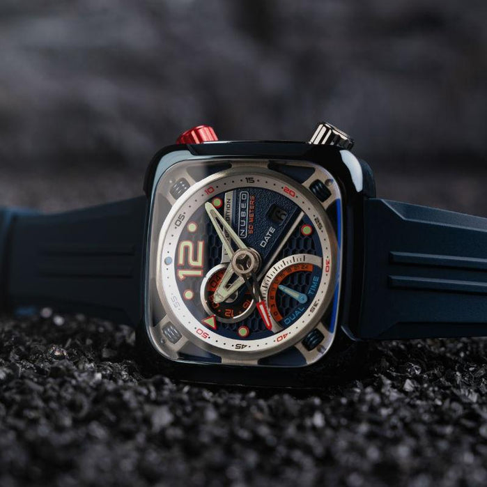 Nubeo Ecliptic Retrograde Dual Time Limited Edition Space Blue angled shot picture