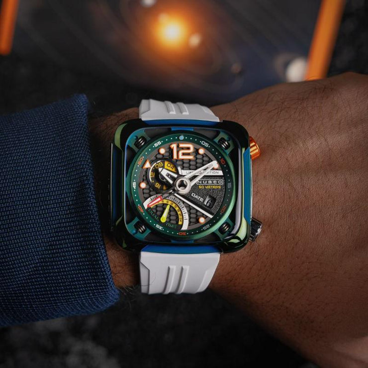 Nubeo Ecliptic Retrograde Dual Time Limited Edition Stark Green - Watches.com - NB - 6096 - 02