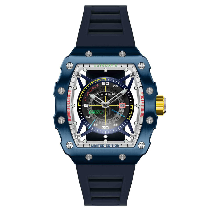 Nubeo Huygens Automatic Cobalt Blue Limited Edition - Watches.com - NB - 6080 - 02