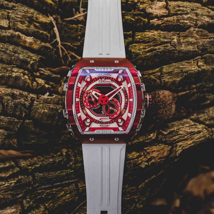 Nubeo Magellan 24 Hour Automatic Crimson Rose - Watches.com - NB - 6087 - 02