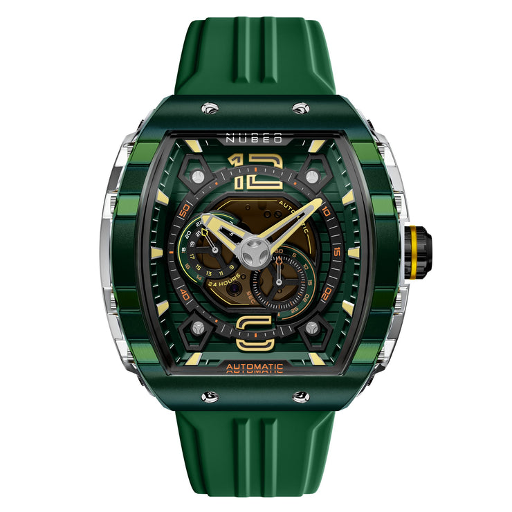 Nubeo Magellan 24 Hour Automatic Dark Green - Watches.com - NB - 6087 - 05