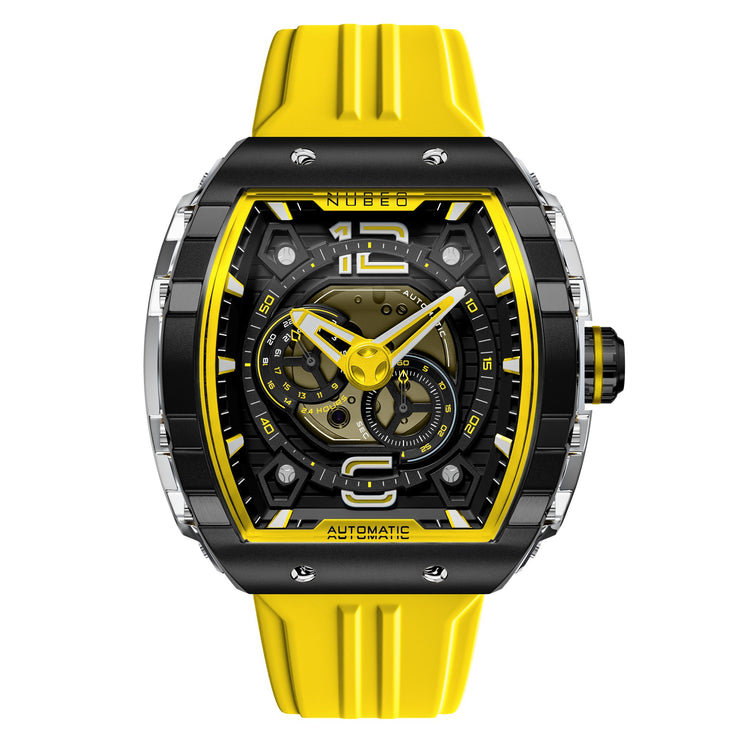 Nubeo Magellan 24 Hour Automatic Yellow Black - Watches.com - NB - 6087 - 08