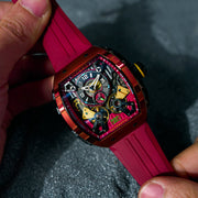 Nubeo Magellan Double Barrel Automatic Firebrick Red - Watches.com - NB - 6100 - 04