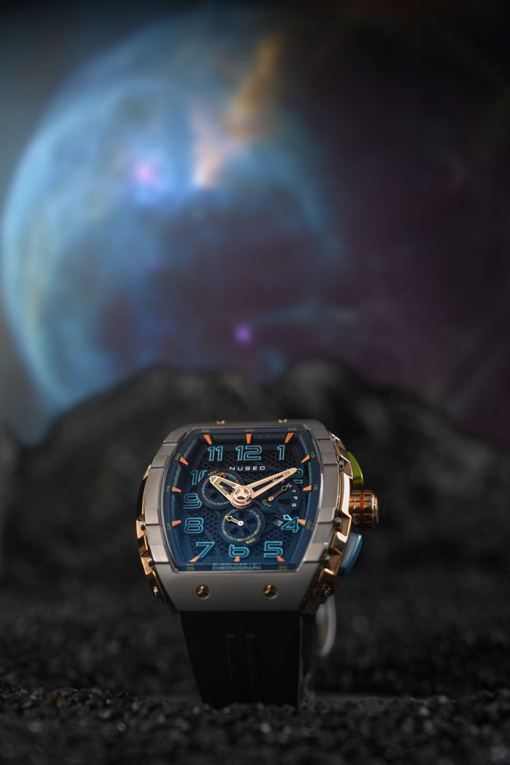 Nubeo Magellan Retrograde Chronograph Asteroid Blue - Watches.com - NB - 6088 - 01