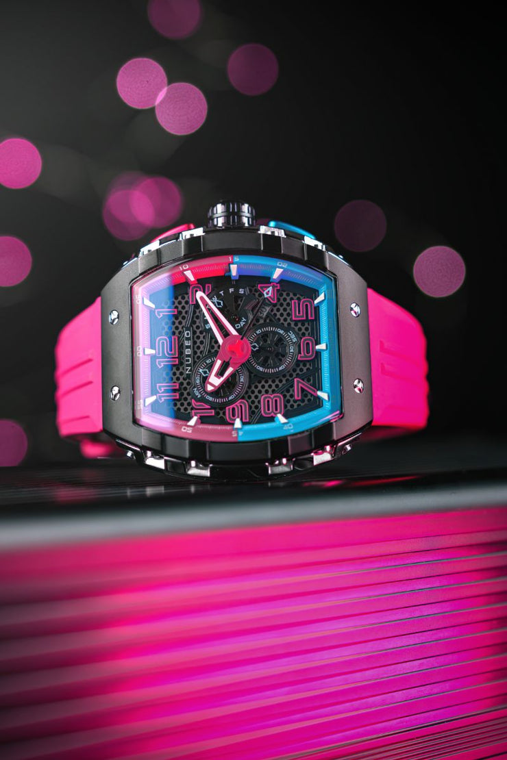 Nubeo Magellan Retrograde Chronograph Bubblegum Pink - Watches.com - NB - 6088 - 07