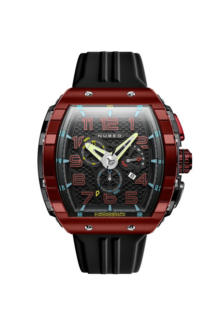 Nubeo Magellan Retrograde Chronograph Crimson Red - Watches.com - NB - 6088 - 03