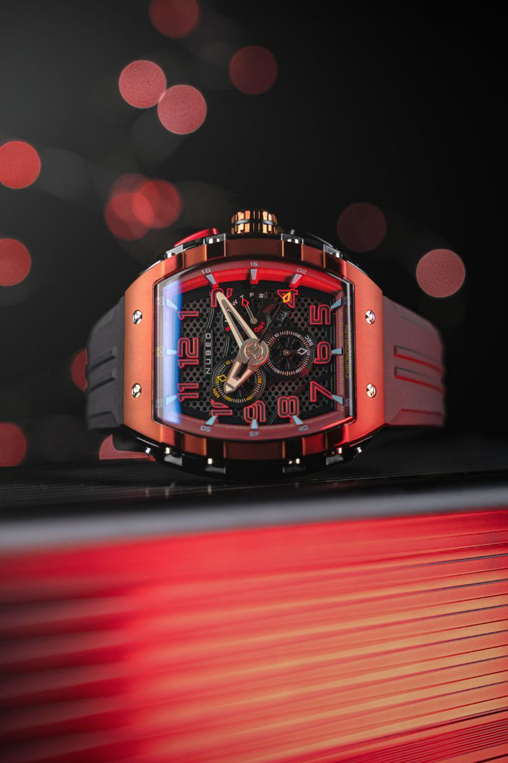 Nubeo Magellan Retrograde Chronograph Crimson Red - Watches.com - NB - 6088 - 03