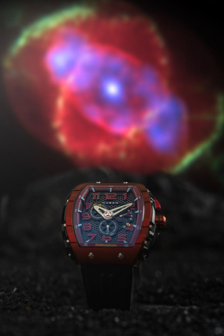 Nubeo Magellan Retrograde Chronograph Crimson Red - Watches.com - NB - 6088 - 03