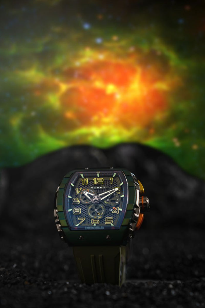 Nubeo Magellan Retrograde Chronograph Oblivion Green angled shot picture