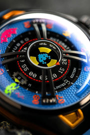 Nubeo OAO Automatic Space Invaders Limited Edition Cosmic Blue - Watches.com - NB - 6099 - SI - 03