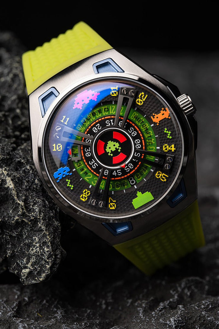 Nubeo OAO Automatic Space Invaders Limited Edition Galaxy Green - Watches.com - NB - 6099 - SI - 01