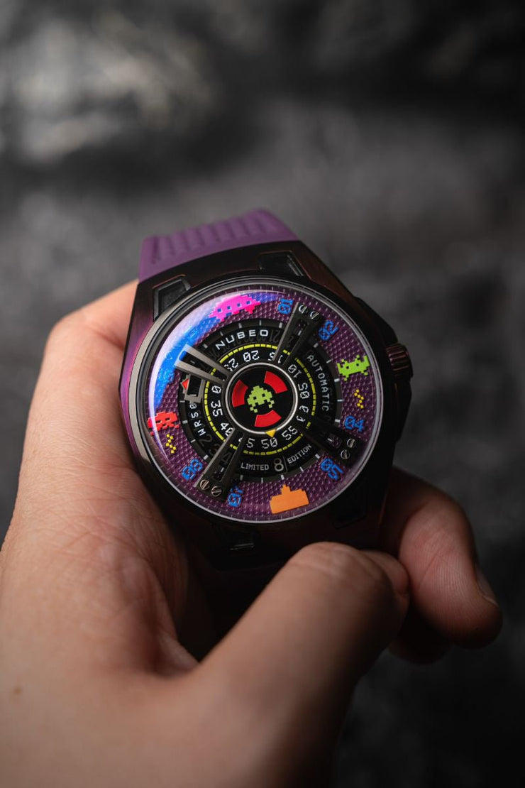 Nubeo OAO Automatic Space Invaders Limited Edition Invader Indigo - Watches.com - NB - 6099 - SI - 05