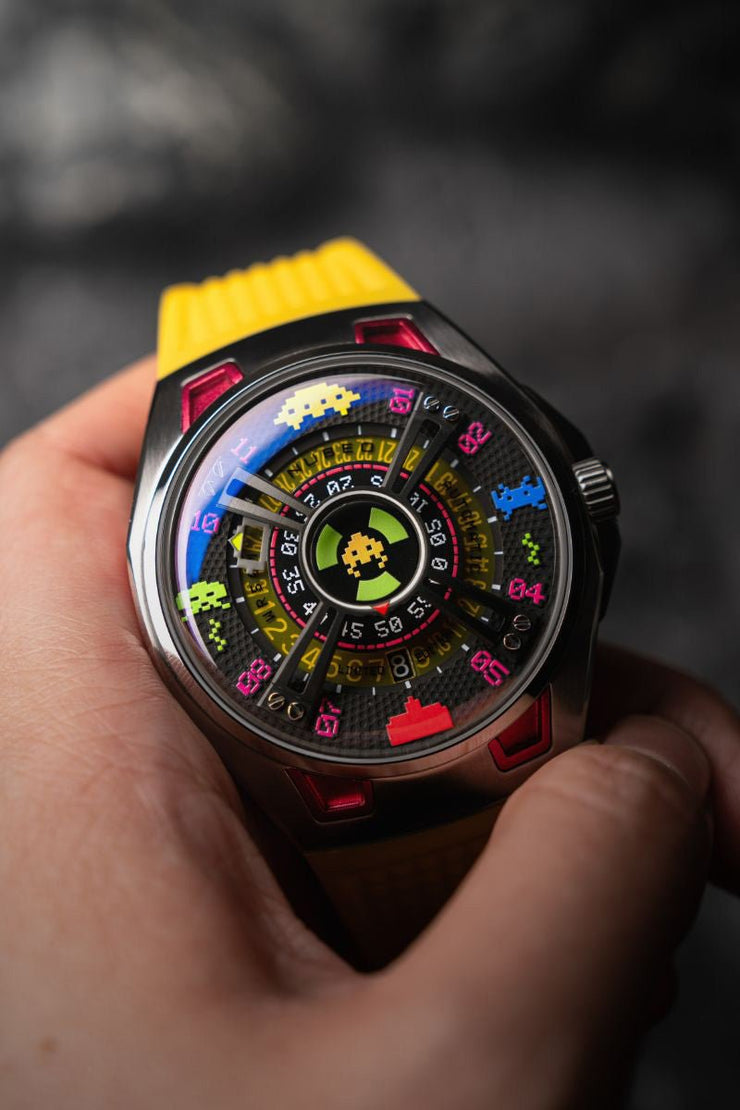 Nubeo OAO Automatic Space Invaders Limited Edition Solar Yellow - Watches.com - NB - 6099 - SI - 04