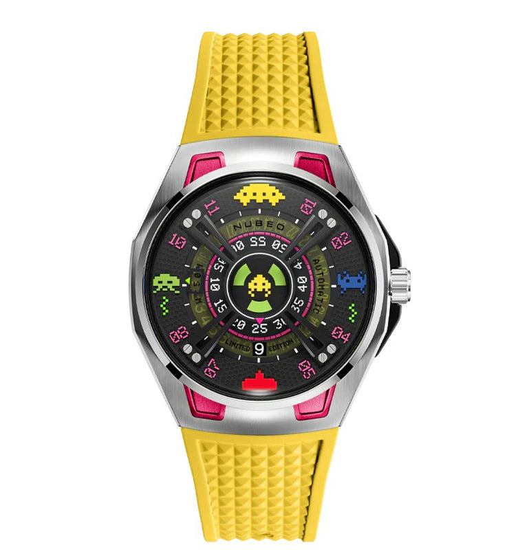 Nubeo OAO Automatic Space Invaders Limited Edition Solar Yellow - Watches.com - NB - 6099 - SI - 04