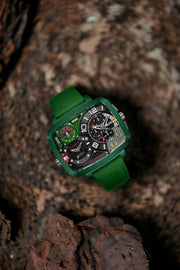 Nubeo Odyssey Triple Time Zone Chronograph Limited Edition Metallic Green - Watches.com - NB - 6084 - 03