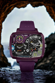 Nubeo Odyssey Triple Time Zone Chronograph Limited Edition Metallic Purple - Watches.com - NB - 6084 - 06