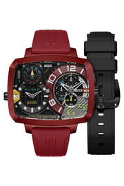 Nubeo Odyssey Triple Time Zone Chronograph Limited Edition Metallic Red - Watches.com - NB - 6084 - 02