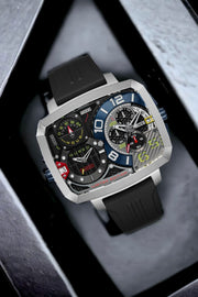 Nubeo Odyssey Triple Time Zone Chronograph Limited Edition Metallic Silver - Watches.com - NB - 6084 - 01