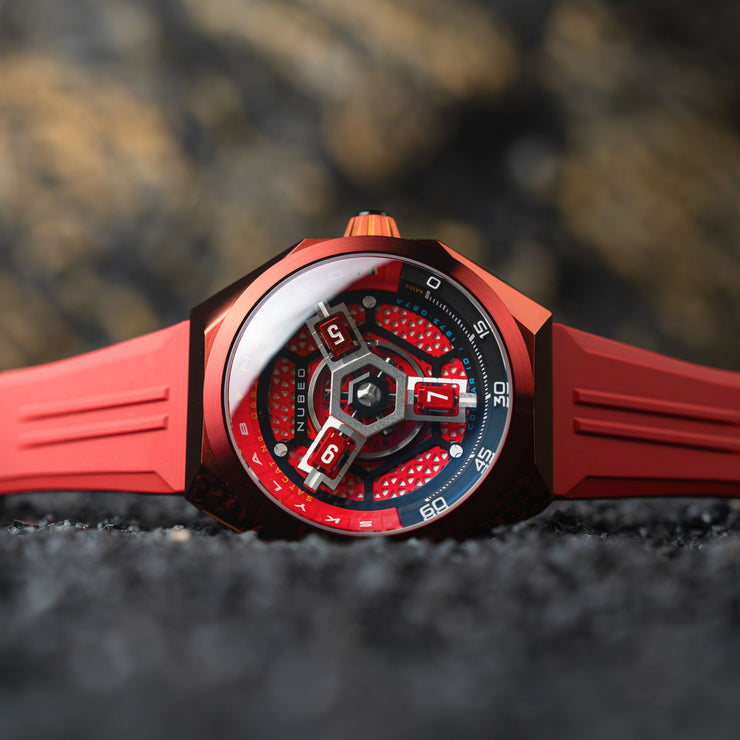 Nubeo Skylab Automatic Hazard Red Limited Edition - Watches.com - NB - 6083 - 0C