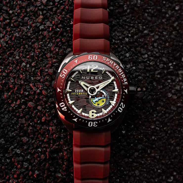 Nubeo Sphyrnidae Automatic Limited Edition Neptone Red - Watches.com - NB - 6092 - 01