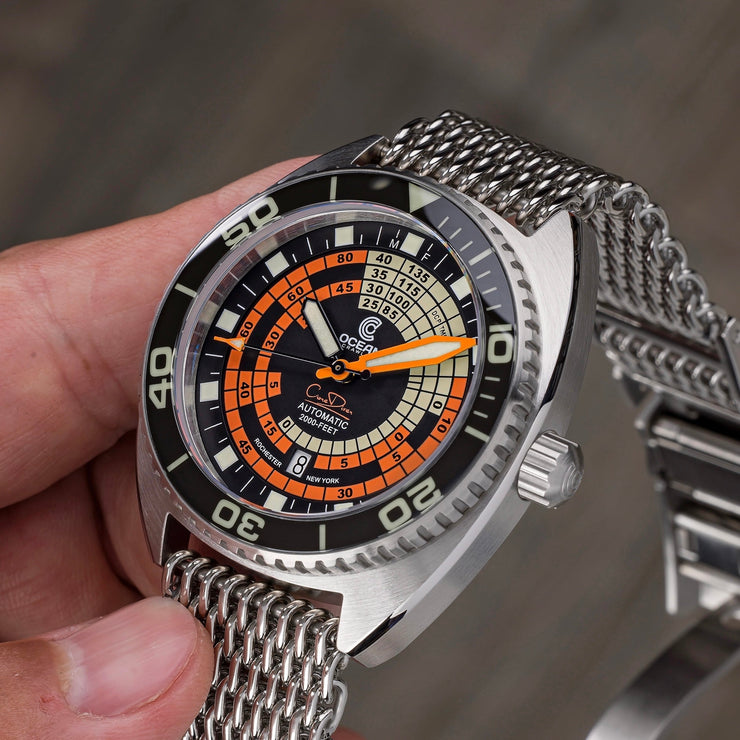 Ocean Crawler Decompression Timer Automatic Black Orange Limited Edition - Watches.com - 