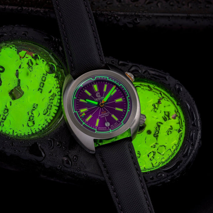 Ocean Crawler Great Lakes Automatic Diver V3 Purple angled shot picture