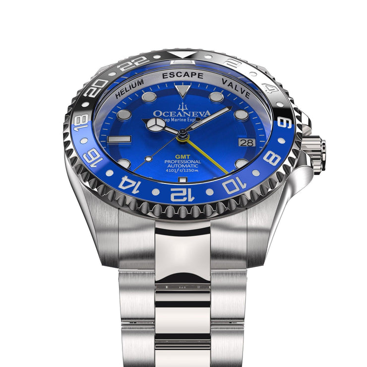 Oceaneva Deep Marine Explorer GMT Automatic 1250M Pro Diver Blue - Watches.com - BL.BL.NH.BK.GMT.ST