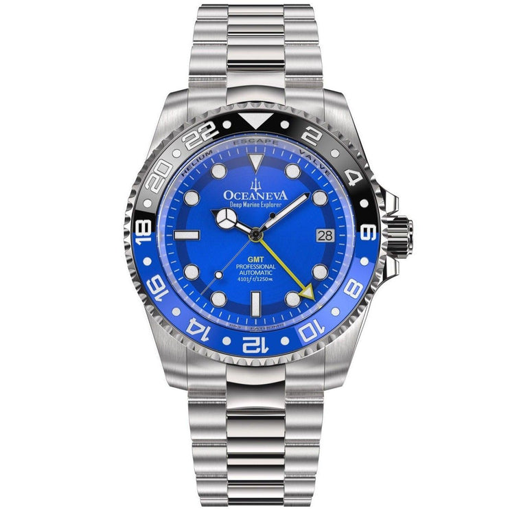 Oceaneva Deep Marine Explorer GMT Automatic 1250M Pro Diver Blue - Watches.com - BL.BL.NH.BK.GMT.ST