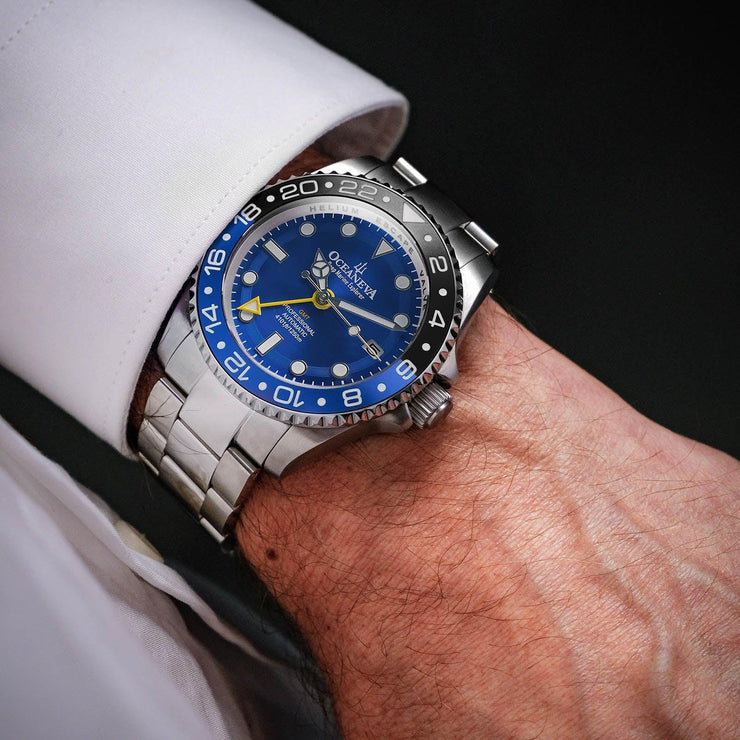 Oceaneva Deep Marine Explorer GMT Automatic 1250M Pro Diver Blue - Watches.com - BL.BL.NH.BK.GMT.ST