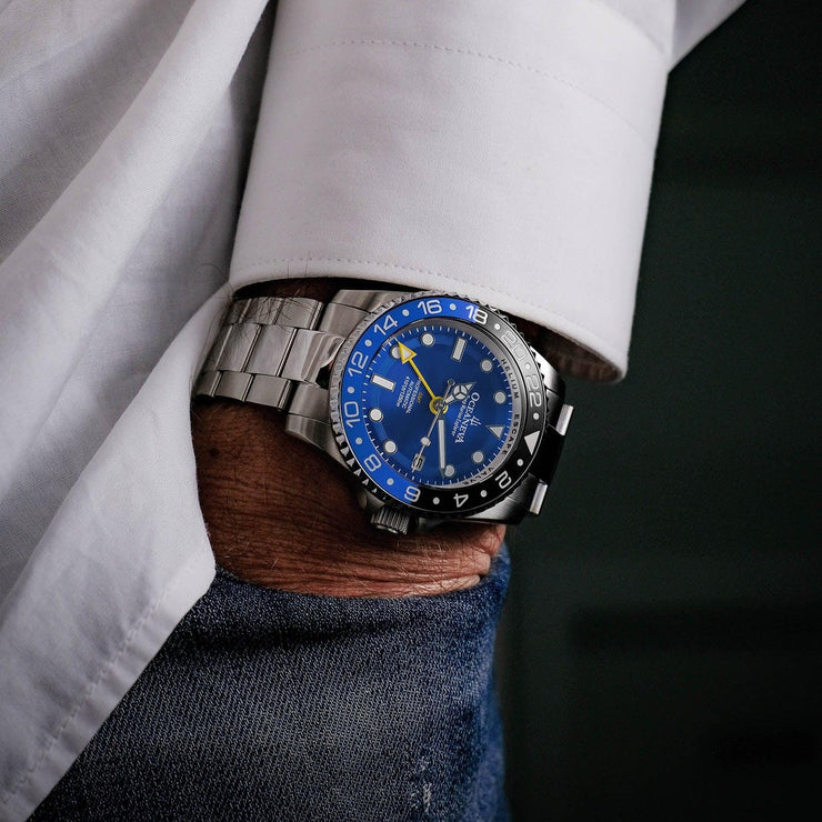 Oceaneva Deep Marine Explorer GMT Automatic 1250M Pro Diver Blue - Watches.com - BL.BL.NH.BK.GMT.ST