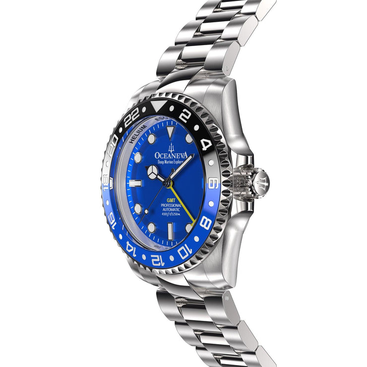 Oceaneva Deep Marine Explorer GMT Automatic 1250M Pro Diver Blue - Watches.com - BL.BL.NH.BK.GMT.ST