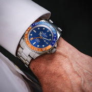 Oceaneva Deep Marine Explorer GMT Automatic 1250M Pro Diver Blue Orange - Watches.com - BL.BL.NH.OY.GMT.ST