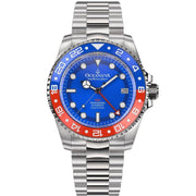 Oceaneva Deep Marine Explorer GMT Automatic 1250M Pro Diver Blue Red - Watches.com - BL.RD.NH.BL.GMT.ST