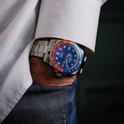 Oceaneva Deep Marine Explorer GMT Automatic 1250M Pro Diver Blue Red - Watches.com - BL.RD.NH.BL.GMT.ST