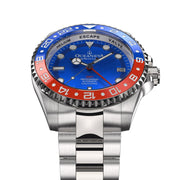 Oceaneva Deep Marine Explorer GMT Automatic 1250M Pro Diver Blue Red - Watches.com - BL.RD.NH.BL.GMT.ST