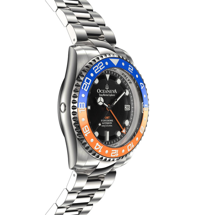 Oceaneva Deep Marine Explorer GMT Automatic 1250M Pro Diver Orange Blue - Watches.com - BK.BL.NH.OY.GMT.ST