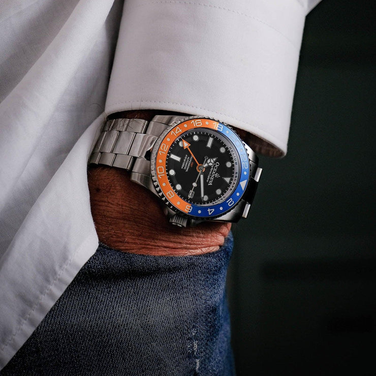 Oceaneva Deep Marine Explorer GMT Automatic 1250M Pro Diver Orange Blue - Watches.com - BK.BL.NH.OY.GMT.ST