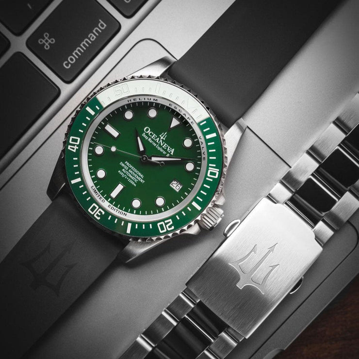 Oceaneva Deep Marine Explorer II Automatic 1250M Pro Diver All Green - Watches.com - GRII200GRST